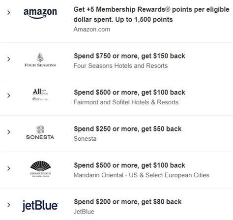 amex offers list